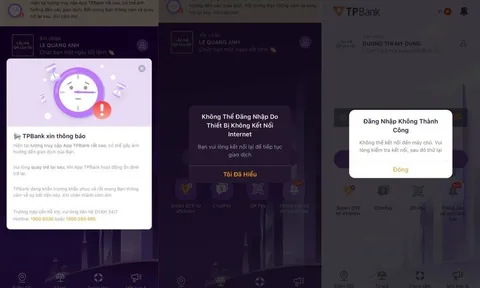 TPBank lỗi app, loạt giao dịch bị nghẽn