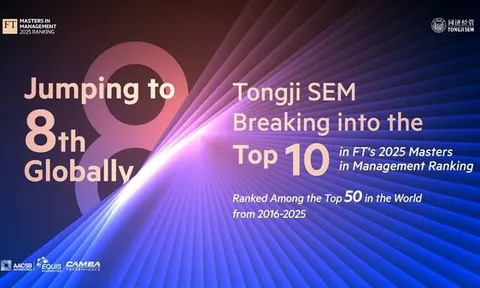 Tongji SEM xếp hạng 8 toàn cầu trong Bảng xếp hạng Thạc sĩ Quản trị 2025 của Financial Times