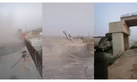 Khoảnh khắc cầu đường sắt ở Trung Quốc bất ngờ đổ sập, nhiều người thiệt mạng