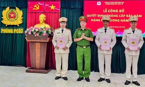 Thăng cấp bậc hàm, nâng bậc lương cho 73 cán bộ, chiến sĩ Công an Đồng Nai