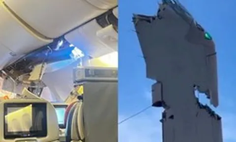 Boeing 777 chở 267 người đâm toác cột radar, hiện trường tan hoang